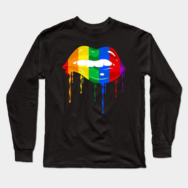 Pride Month Lips with drips Long Sleeve T-Shirt by Peter the T-Shirt Dude